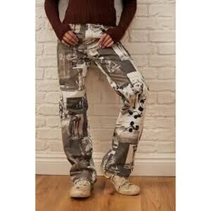 BDG Cowboy Jean Women 27 Renaissance print high waisted straight leg Y2K retro